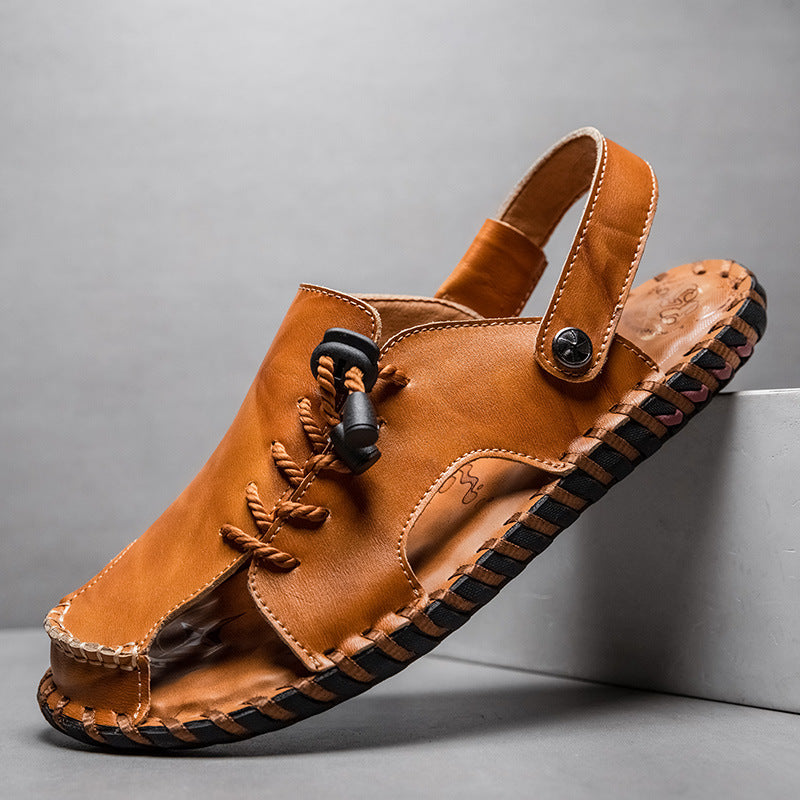 Herren Luftige Leder Sandalen mit praktischer Schnürung R&B