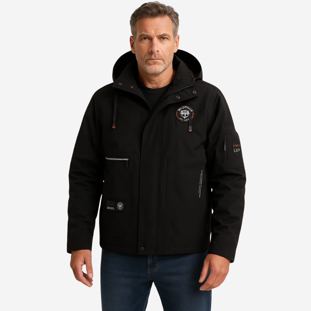 R&B | Herren Outdoorjacke waterproof mit Kapuze & kariertem Futter