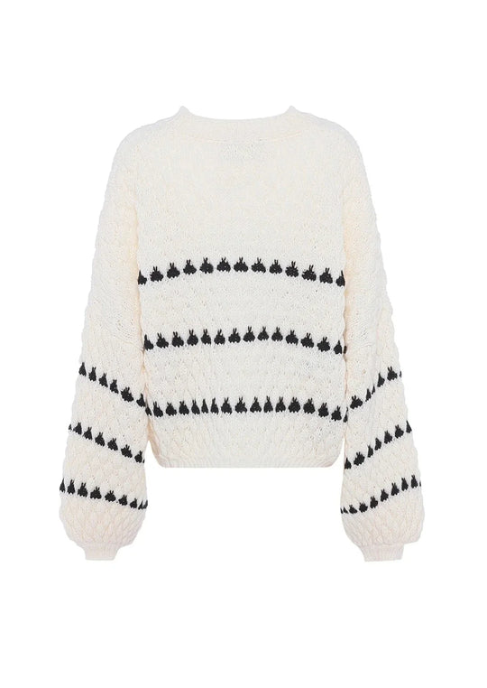R&B | Kräftiger Strickpullover Kontrastierendes Design Warm und Zeitgemäß
