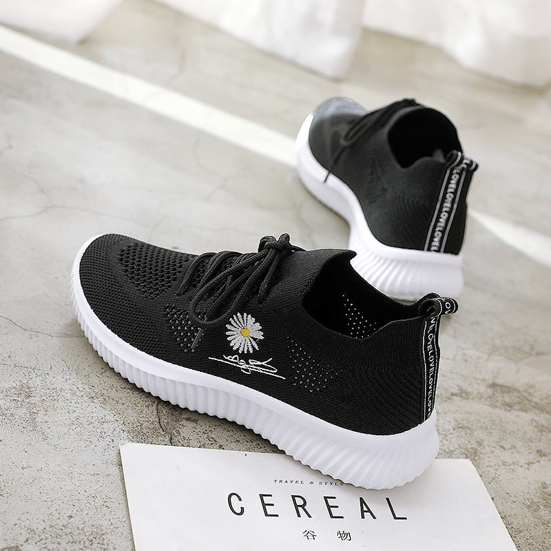 Damen atmungsaktive Freizeitsneaker mit eingearbeitetem Blumenmotiv und rutschfester Sohle R&B