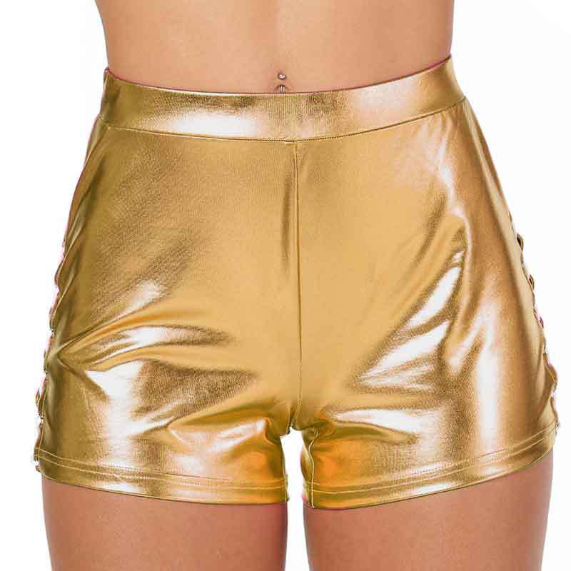 Damen Glänzende High-Waist Shorts