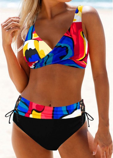 Damen Sportliches Bikini-Set mit verstellbaren Trägern und modischem Farbdesign R&B
