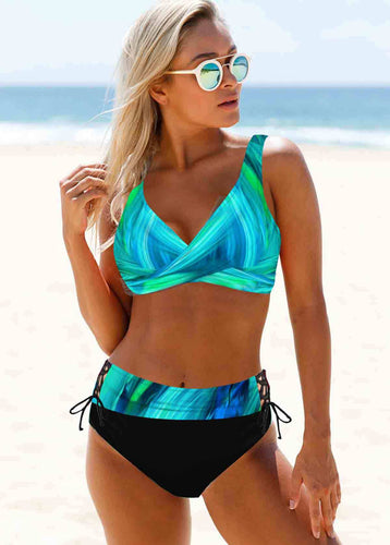 Damen Sportliches Bikini-Set mit verstellbaren Trägern und modischem Farbdesign R&B