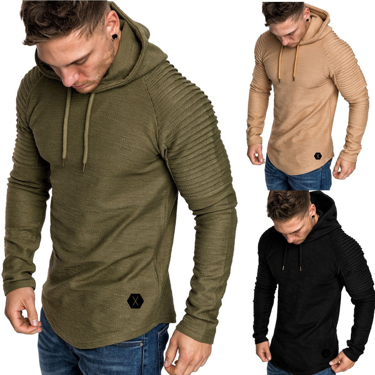 Herren Kapuzenpullover mit strukturiertem Design und modischen Raglanärmeln
