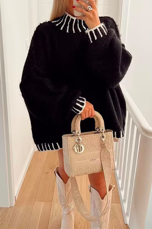 R&B | Gemütlicher Rollkragenpullover mit Farbblockmuster