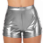 Damen Glänzende High-Waist Shorts