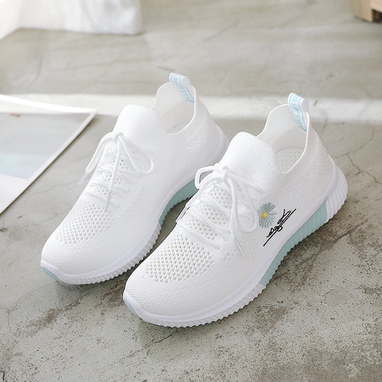 Damen atmungsaktive Freizeitsneaker mit eingearbeitetem Blumenmotiv und rutschfester Sohle R&B