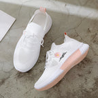 Damen atmungsaktive Freizeitsneaker mit eingearbeitetem Blumenmotiv und rutschfester Sohle R&B