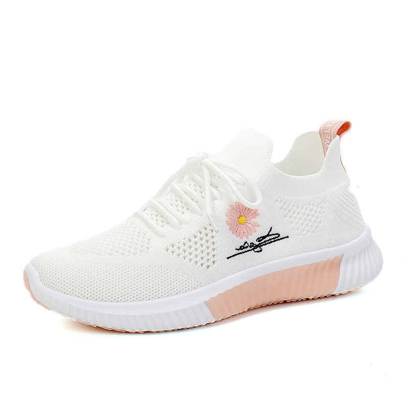 Damen atmungsaktive Freizeitsneaker mit eingearbeitetem Blumenmotiv und rutschfester Sohle R&B