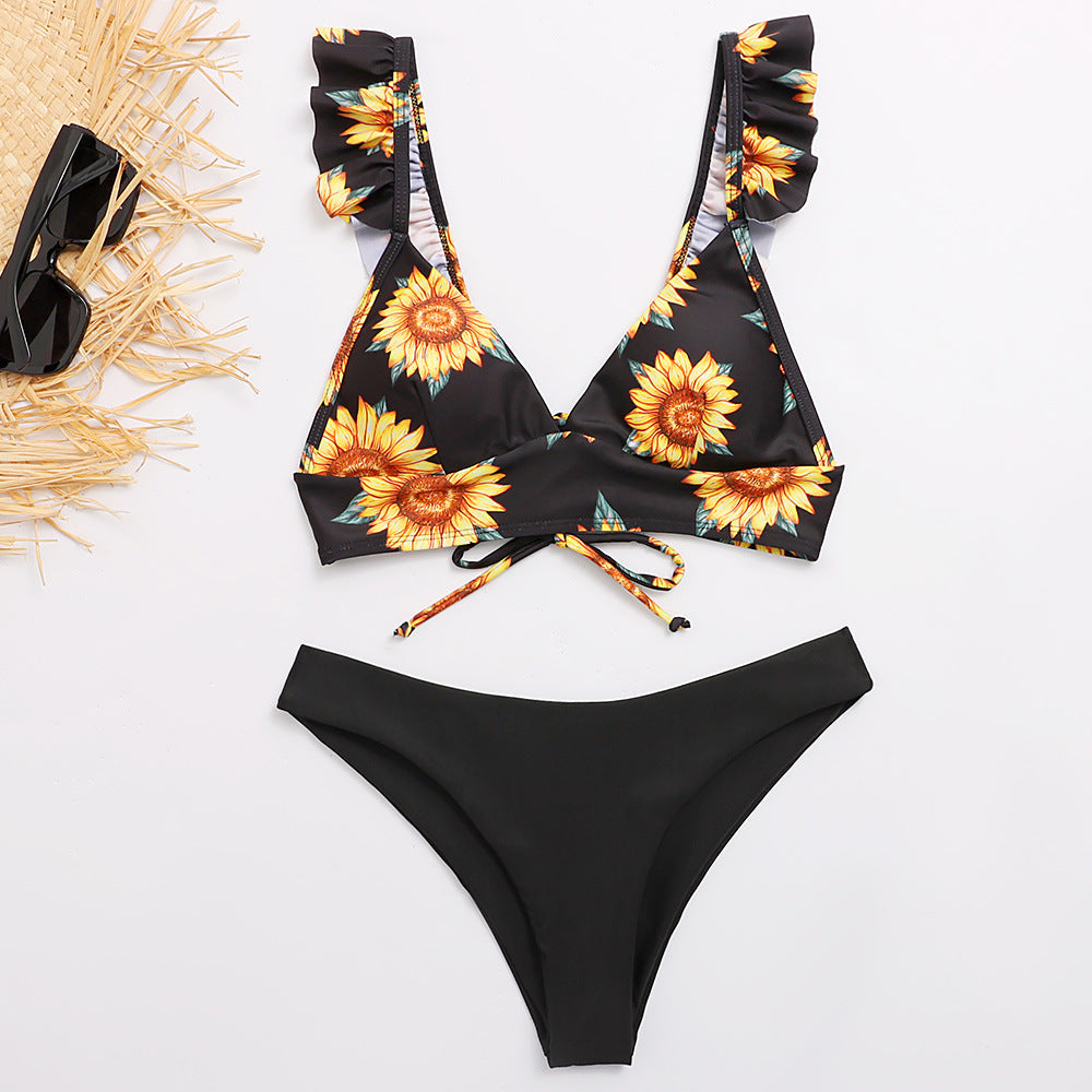 Damen Triangel-Bikini mit verstellbaren Trägern und auffälligem Galaxie-Design