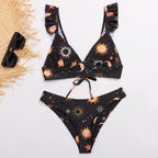 Damen Triangel-Bikini mit verstellbaren Trägern und auffälligem Galaxie-Design