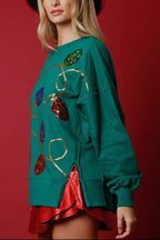 R&B | Weihnachtslichter Pailletten Schlitz Pullover Sweatshirt