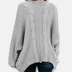 R&B | Woll Übergroßer Cardigan Gerippter Offener Fronttaschen Cardigan