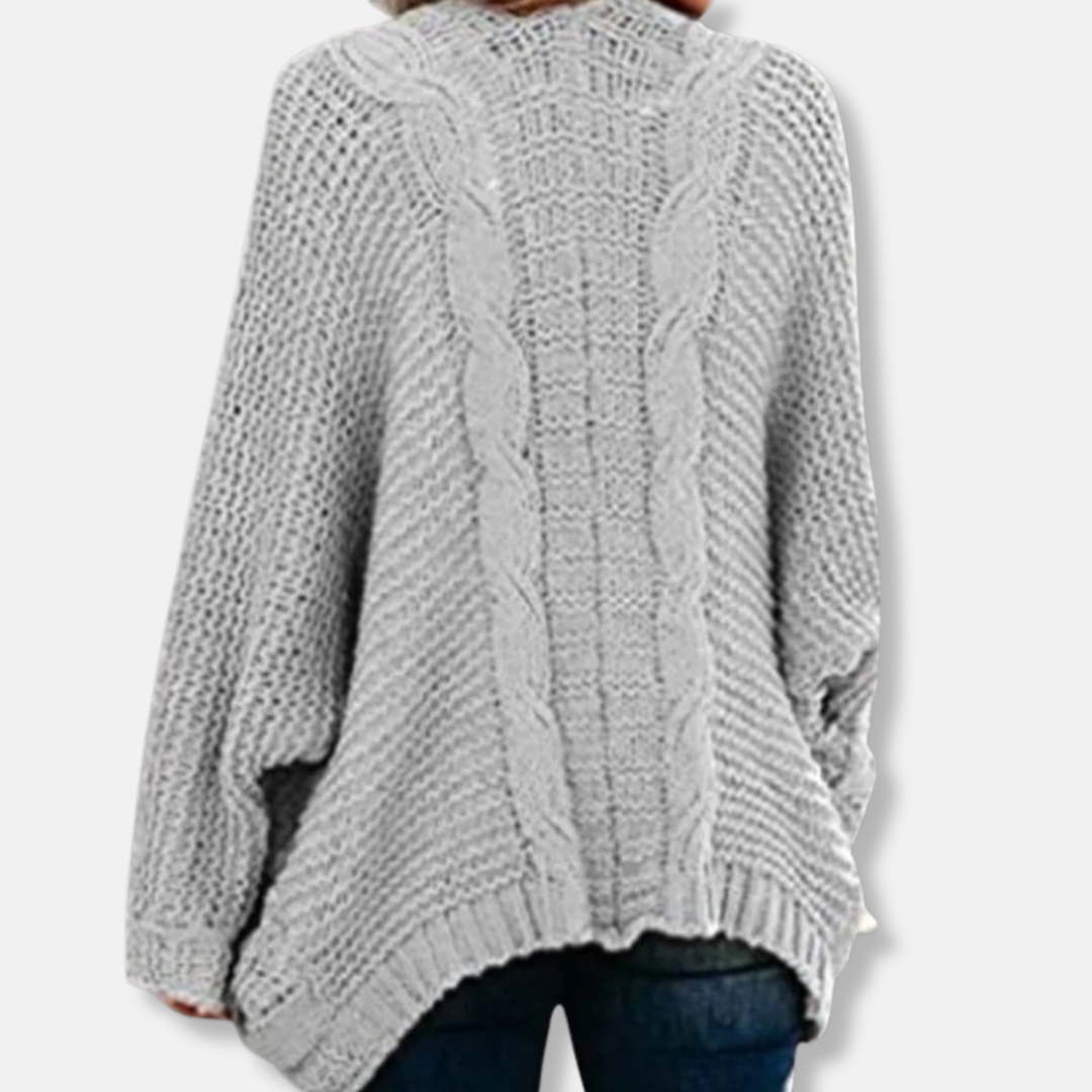 R&B | Woll Übergroßer Cardigan Gerippter Offener Fronttaschen Cardigan