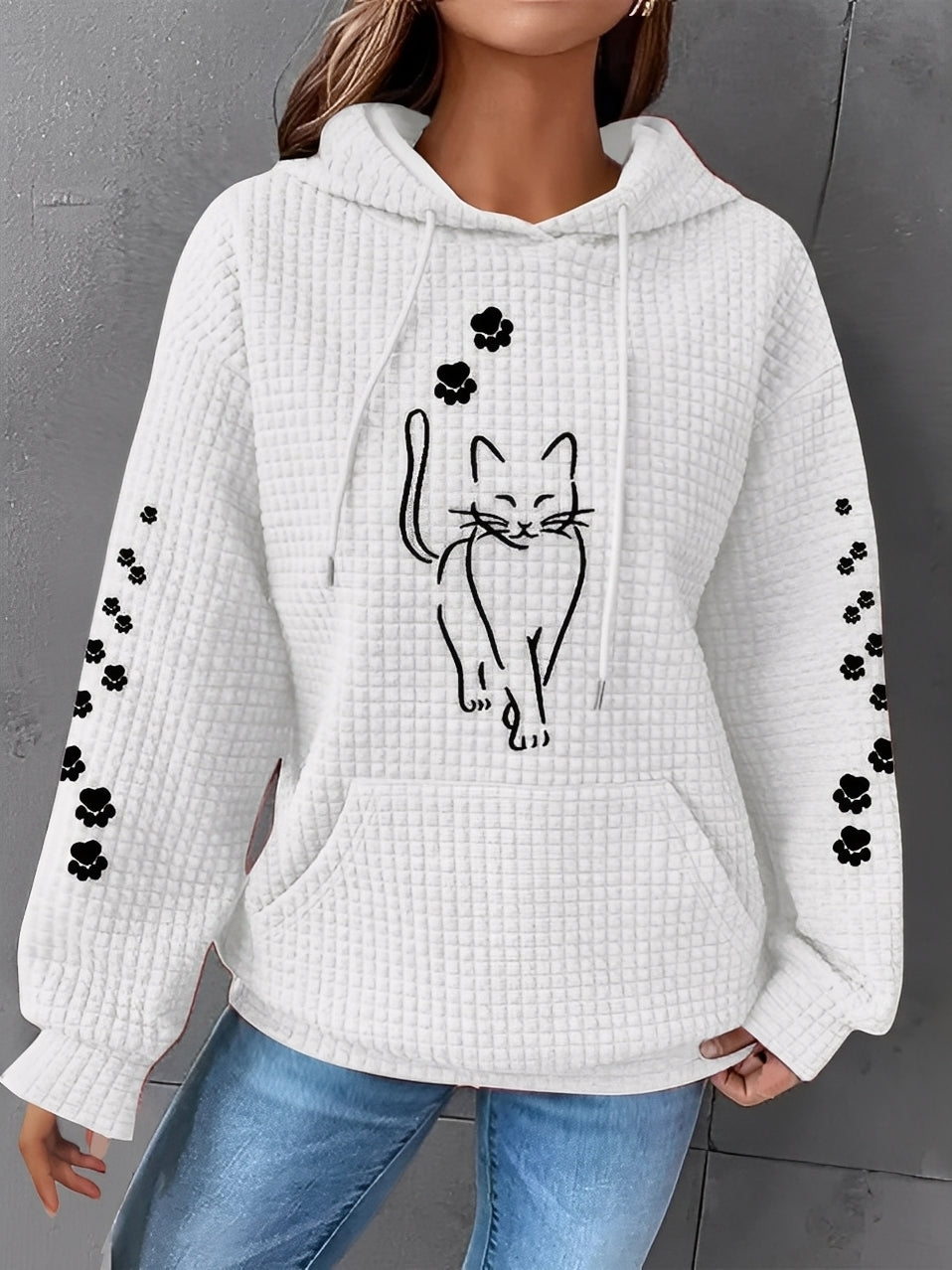 R&B | Bedruckter, Warmer Kapuzensweatshirt für Frauen