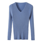 R&B | Pullover - Slim-Fit Rippstrick V-Ausschnitt Pullover