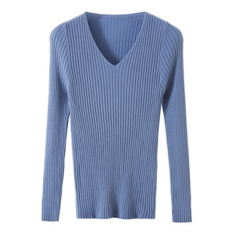 R&B | Pullover - Slim-Fit Rippstrick V-Ausschnitt Pullover
