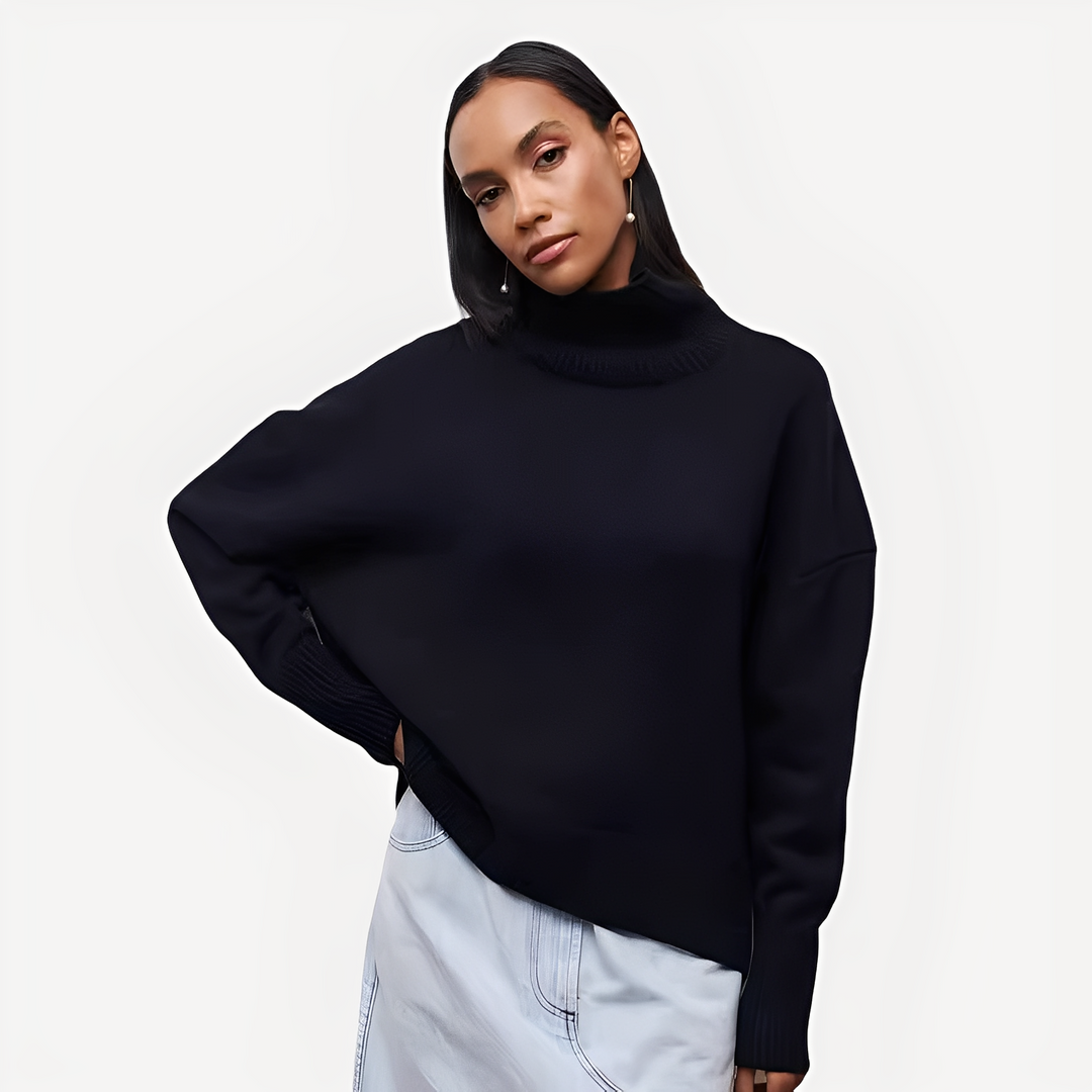 R&B | Damenpullover mit lässigem Schnitt und hohem Kragen