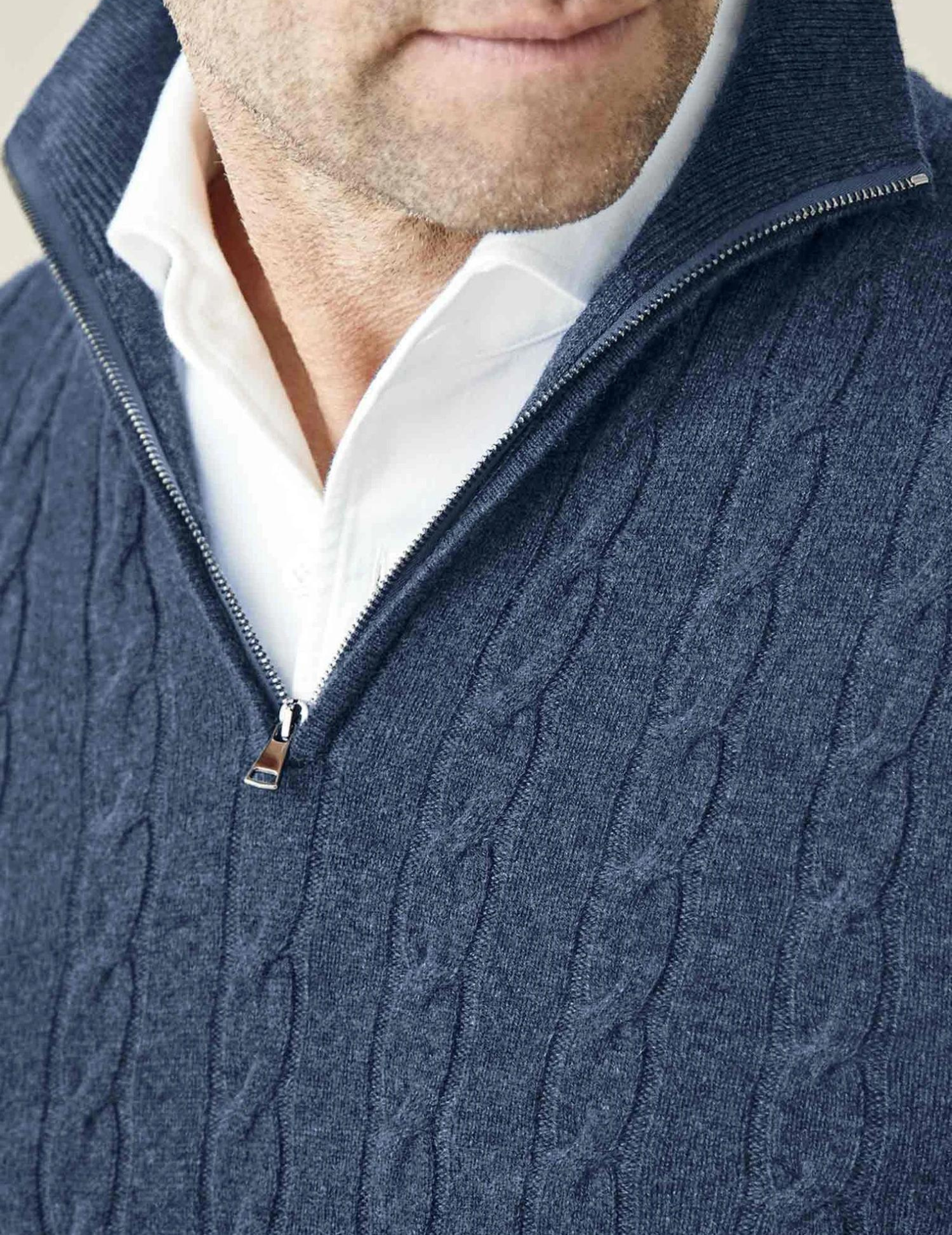 R&B | Zopfstrickpullover mit Reißverschluss - Eleganter Business & Freizeitpullover