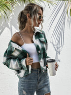 R&B | Karo Gefallen Schulter Shirtjacke