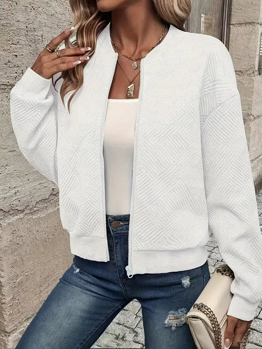 R&B | Cardigan - Damen Herbst Zip-Up Texturierter Cardigan mit Rippbund