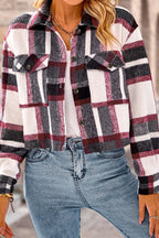 R&B | Pocket Fashion Casual Cropped Damen Karierte Jacke