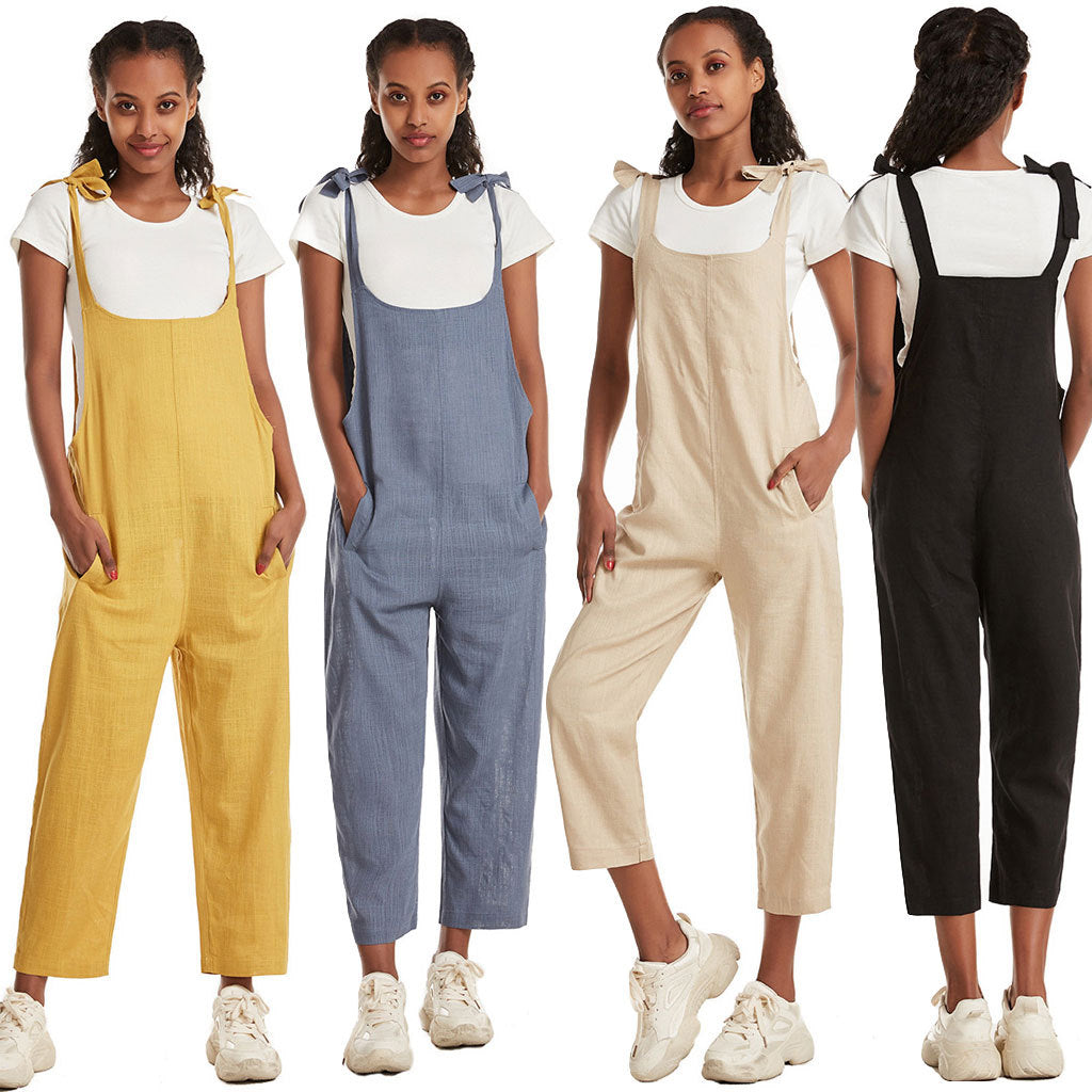 Damen Modischer Overall mit praktischen Seitentaschen und verstellbaren Trägern R&B