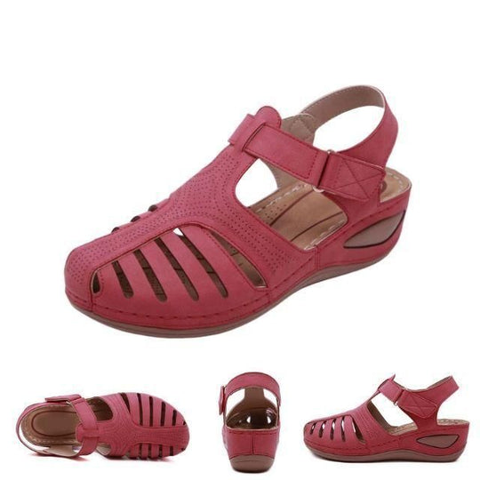 Ausgeschnittene Leder-Sandalen mit Knöchelriemen R&B R&B