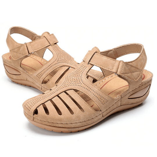 Ausgeschnittene Leder-Sandalen mit Knöchelriemen R&B R&B