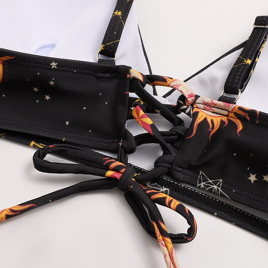 Damen Triangel-Bikini mit verstellbaren Trägern und auffälligem Galaxie-Design R&B