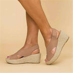 Damen Wedge-Sandalen mit verstellbarem Riemen und stylischem Kreuzdesign R&B