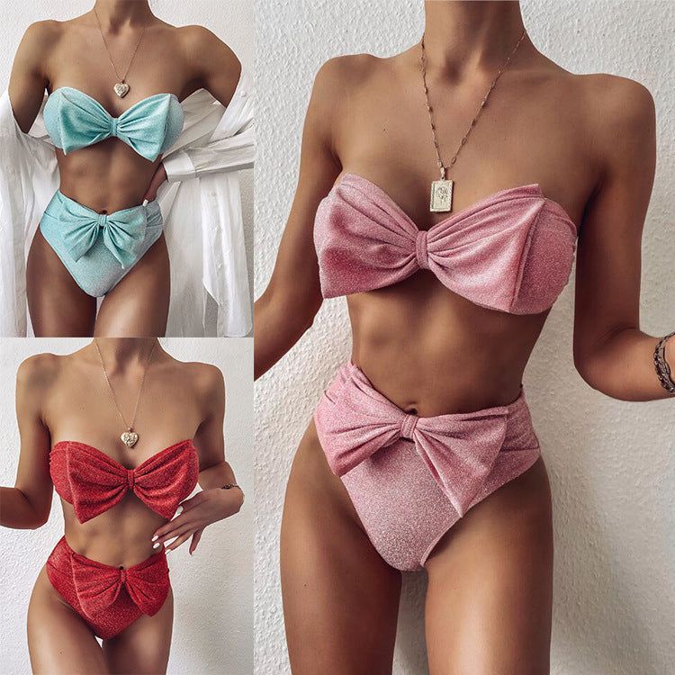 Damen Bandeau-Bikini mit modischem Schleifen-Design