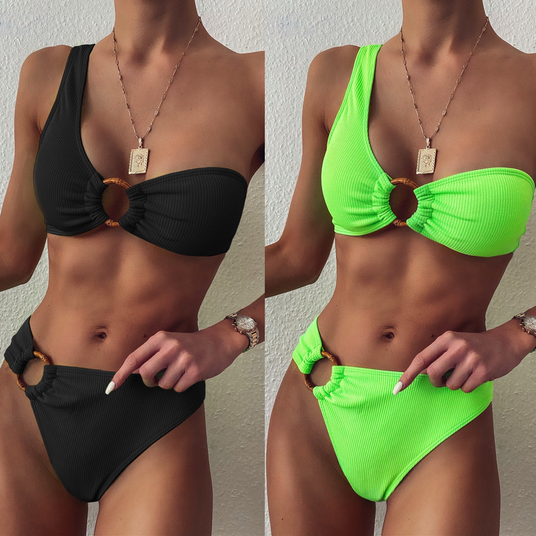 Damen Cut-Out Bikini mit modischen Ringdetails