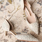 R&B | Stilvolle Schuhe mit Spitzer Zehe und Mittlerem Absatz mit Glitzeroberfläche