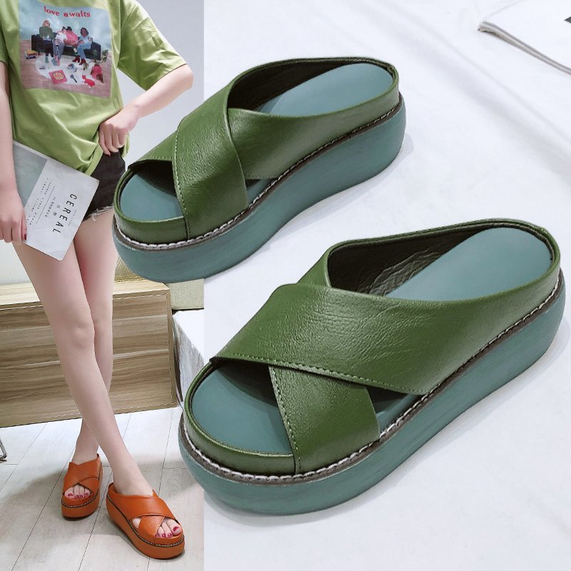Damen Komfortable Plateau-Mules mit eleganter Riemenführung R&B