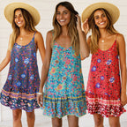 Damen Sommerkleid mit floralem Druck und schwingendem Saum R&B