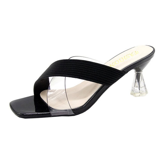 Damen elegante Sandaletten mit moderner transparenter Sohle und modischem Riemendesign R&B