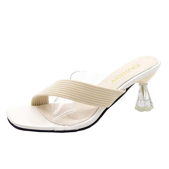 Damen elegante Sandaletten mit moderner transparenter Sohle und modischem Riemendesign R&B