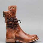 Halbhohe Vintage-Lederstiefel Für Damen R&B