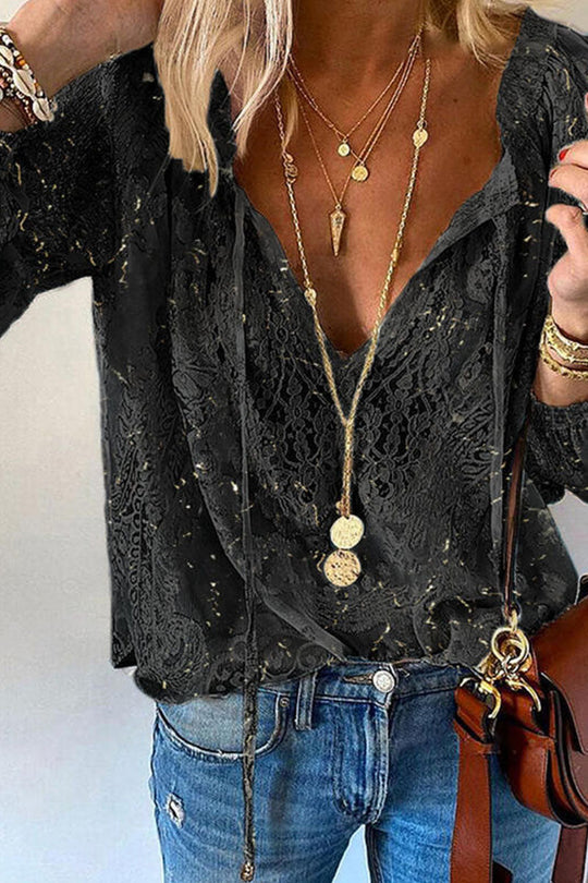 R&B | Elegant Solid Split Joint V-Ausschnitt Tops