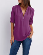 R&B | Chiffonbluse mit Reißverschluss