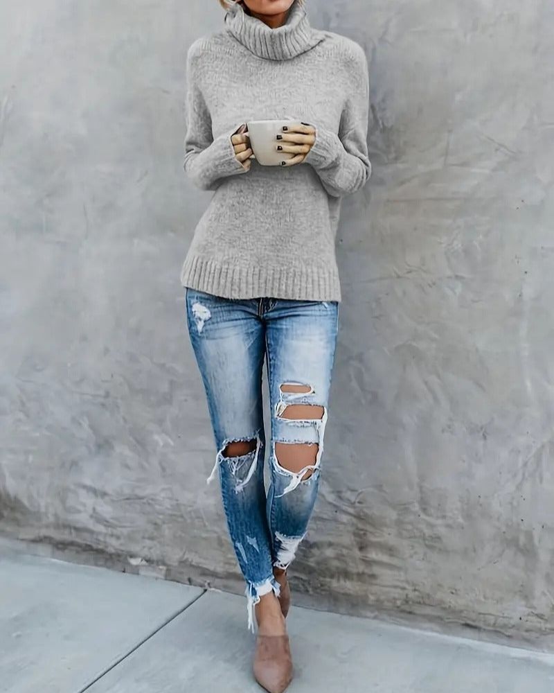 R&B | Schlitz-Ärmel Turlteneck-Pullover