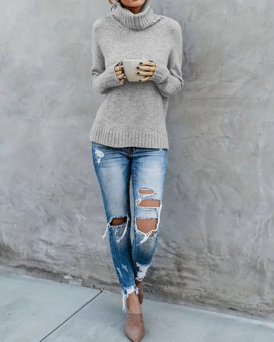 R&B | Schlitz-Ärmel Turlteneck-Pullover