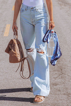 R&B | Street Solid Ripped Make Old Straight Mid Taille Weit Bein Einfarbige Hosen - 3 Farben