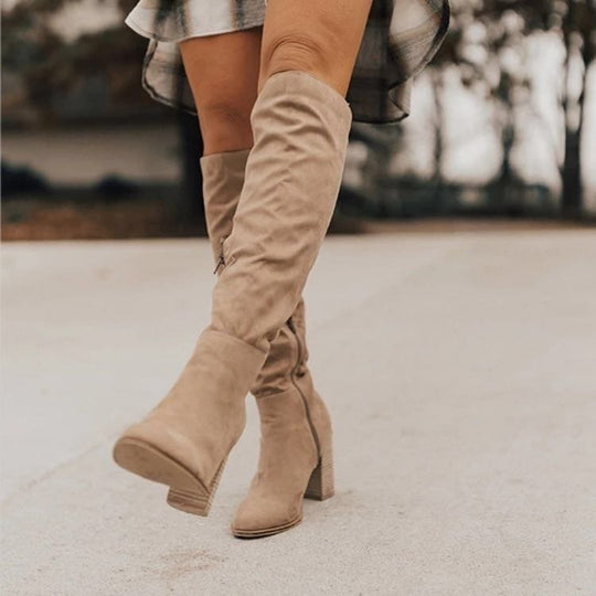 Schlichte Kniehohe Stiefel mit Reißverschluss R&B