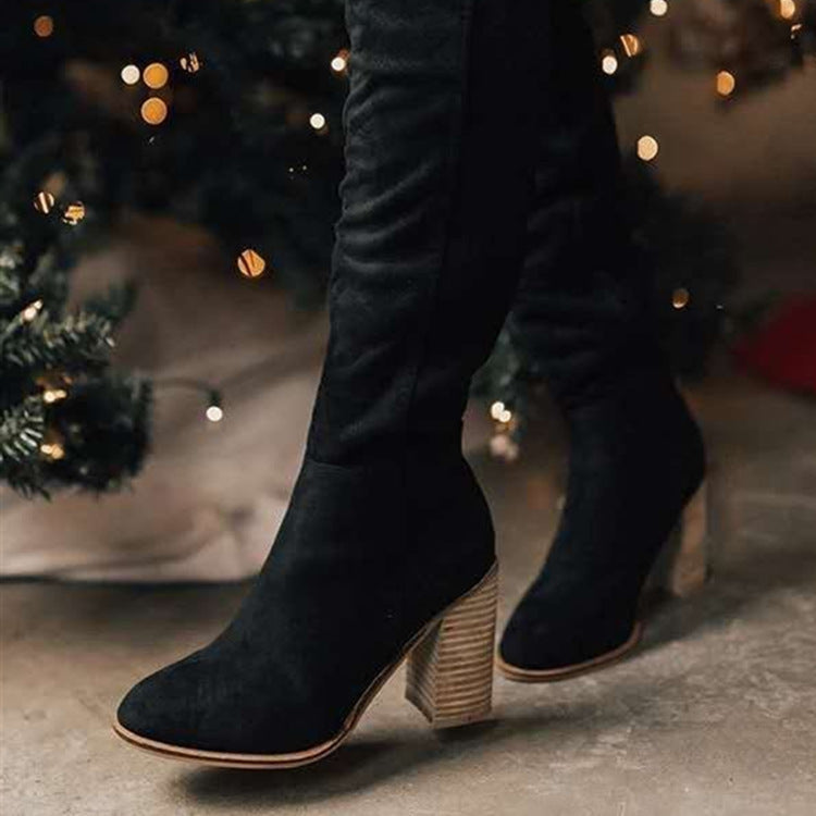 Schlichte Kniehohe Stiefel mit Reißverschluss R&B