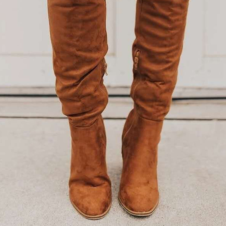 Schlichte Kniehohe Stiefel mit Reißverschluss R&B