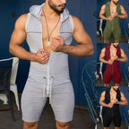 Herren Ärmelloser Freizeitanzug mit Kapuze und praktischem Kordelzug R&B