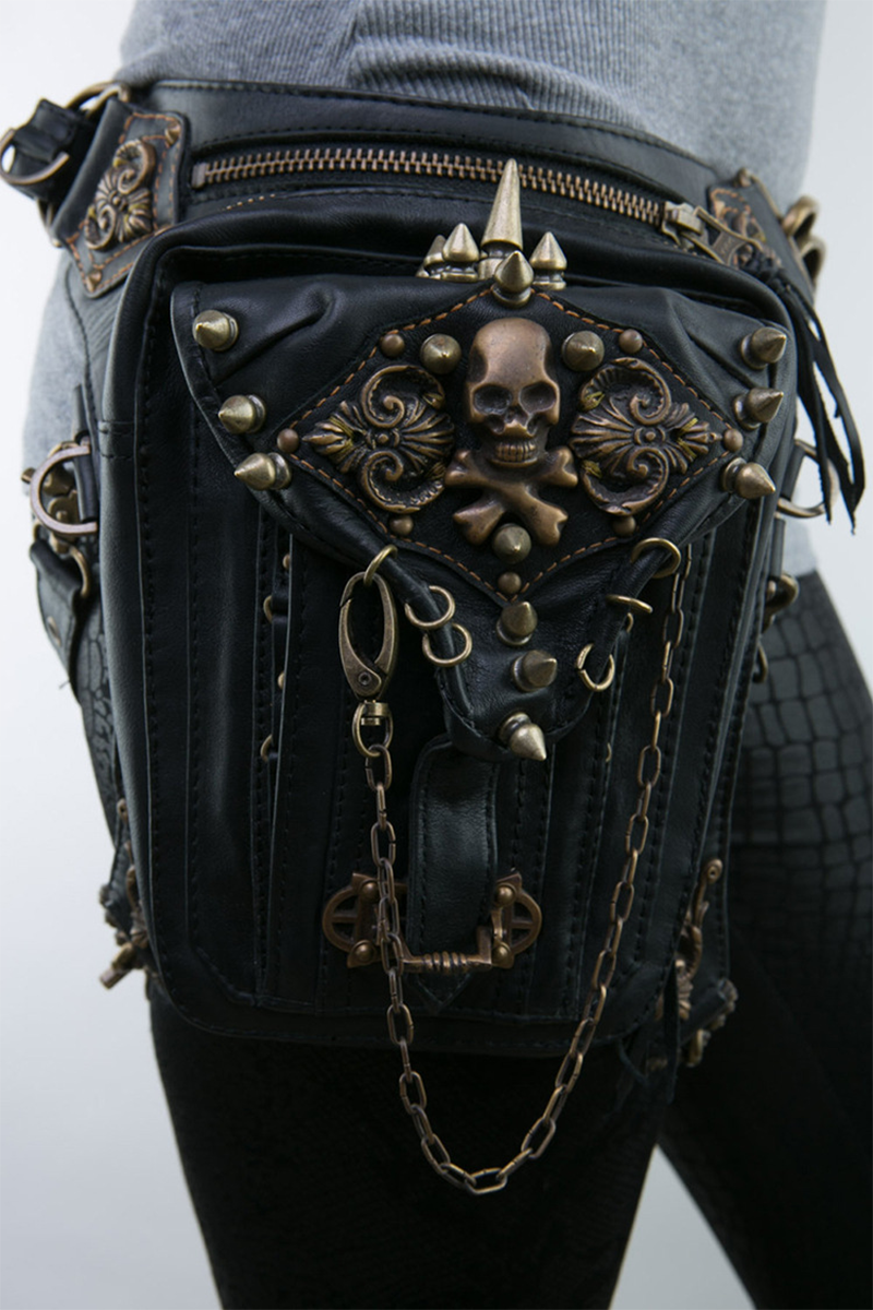 R&B | Punk Skull Nieten Ketten Reißverschluss Taschen