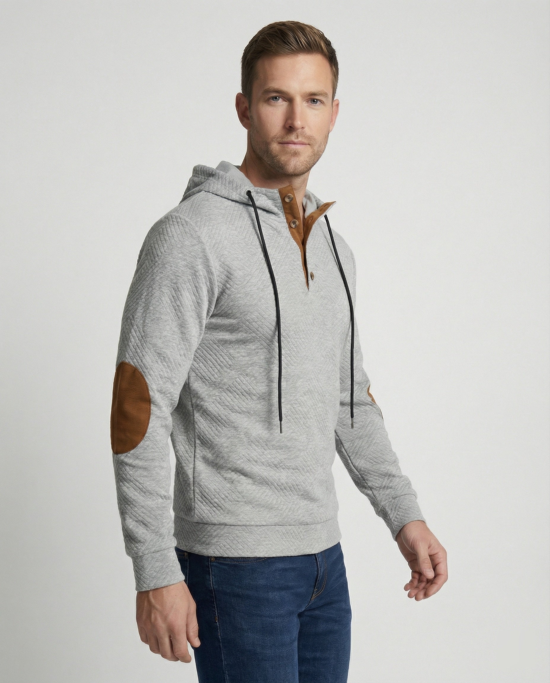 R&B | Herren Outdoor Hoodie mit Komfortstretch und Knopfleiste